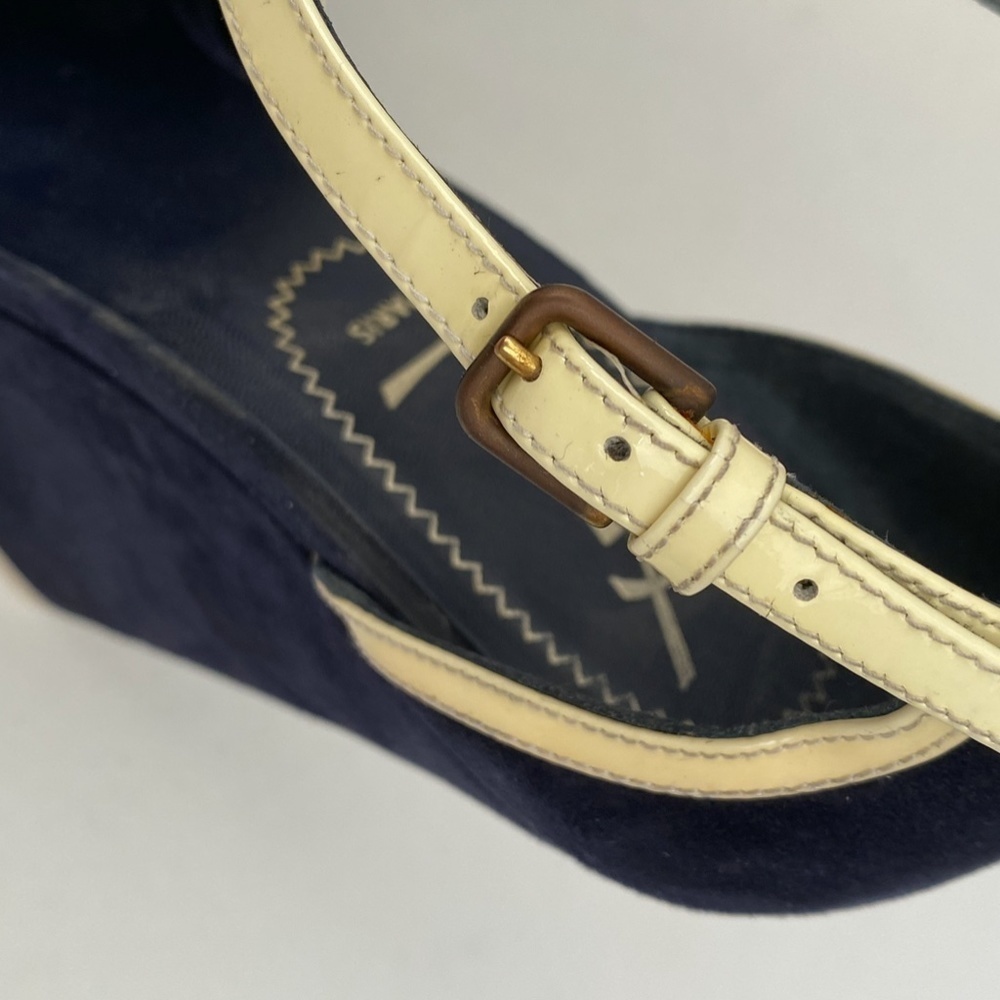Yves Saint Laurent Navy Suede Wedges Size 36 - Picture 10 of 12